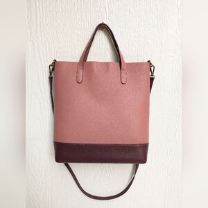 Melrose And Market Rose Pink Colorblock Leather Tote Bag Purse Removable Strap